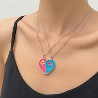 Sweet Heart Shape Alloy Enamel Couple Pendant Necklace main image 4