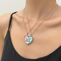 Sweet Heart Shape Alloy Enamel Couple Pendant Necklace main image 3