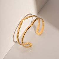 Lady Modern Style Classic Style Solid Color Stainless Steel 18k Gold Plated Bangle In Bulk main image 2