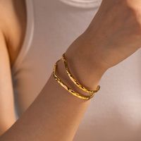 Lady Modern Style Classic Style Solid Color Stainless Steel 18k Gold Plated Bangle In Bulk main image 4