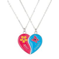 Sweet Heart Shape Alloy Enamel Couple Pendant Necklace sku image 7