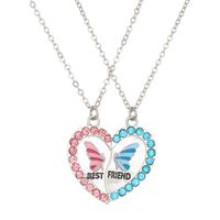 Sweet Heart Shape Alloy Enamel Couple Pendant Necklace sku image 9