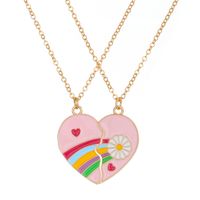 Sweet Heart Shape Alloy Enamel Couple Pendant Necklace sku image 7