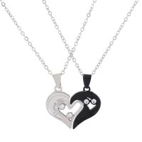 Sweet Heart Shape Alloy Enamel Couple Pendant Necklace sku image 2