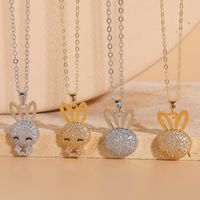 Cute Pastoral Simple Style Rabbit Copper 14k Gold Plated White Gold Plated Zircon Pendant Necklace In Bulk main image 1