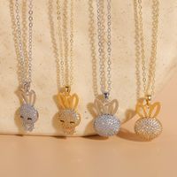 Cute Pastoral Simple Style Rabbit Copper 14k Gold Plated White Gold Plated Zircon Pendant Necklace In Bulk main image 8