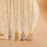 Cute Pastoral Simple Style Rabbit Copper 14k Gold Plated White Gold Plated Zircon Pendant Necklace In Bulk main image 5