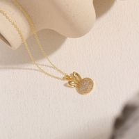 Cute Pastoral Simple Style Rabbit Copper 14k Gold Plated White Gold Plated Zircon Pendant Necklace In Bulk main image 7