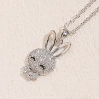 Cute Pastoral Simple Style Rabbit Copper 14k Gold Plated White Gold Plated Zircon Pendant Necklace In Bulk sku image 1