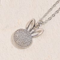 Cute Pastoral Simple Style Rabbit Copper 14k Gold Plated White Gold Plated Zircon Pendant Necklace In Bulk sku image 3