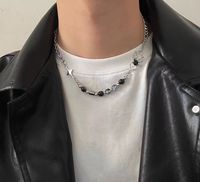 Hip-hop Geometric Cross Letter Alloy Titanium Steel Inlay Artificial Gemstones Men's Necklace sku image 11