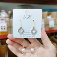 1 Pair Elegant Star Tassel Heart Shape Inlay Alloy Artificial Pearls Rhinestones Glass Earrings sku image 9