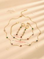 Wholesale Elegant Lady Simple Style Round Steel Inlay Rhinestones Bracelets Earrings Necklace main image 3