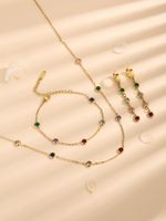Wholesale Elegant Lady Simple Style Round Steel Inlay Rhinestones Bracelets Earrings Necklace main image 2