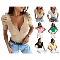 Women's Blouse Short Sleeve Blouses Sexy Solid Color main image 1
