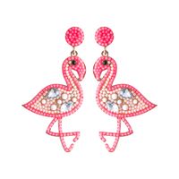 1 Pair Casual Vacation Flamingo Inlay Alloy Resin Drop Earrings sku image 1