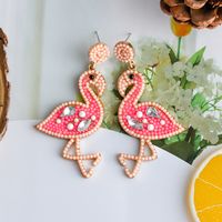 1 Pair Casual Vacation Flamingo Inlay Alloy Resin Drop Earrings main image 6