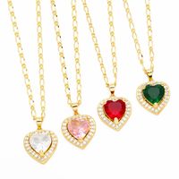 Elegant Lady Simple Style Heart Shape Stainless Steel Copper 18k Gold Plated Zircon Pendant Necklace In Bulk main image 1