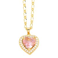 Elegant Lady Simple Style Heart Shape Stainless Steel Copper 18k Gold Plated Zircon Pendant Necklace In Bulk main image 2