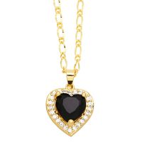 Elegant Lady Simple Style Heart Shape Stainless Steel Copper 18k Gold Plated Zircon Pendant Necklace In Bulk sku image 6