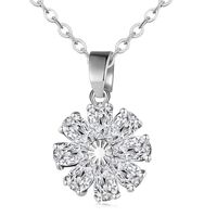 Wholesale Casual Simple Style Flower Copper Inlay K Gold Plated Rhodium Plated Zircon Pendant Necklace sku image 4
