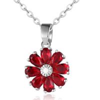 Wholesale Casual Simple Style Flower Copper Inlay K Gold Plated Rhodium Plated Zircon Pendant Necklace sku image 6