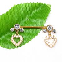 Streetwear Heart Shape Stainless Steel Copper Plating Inlay Rhinestones Gold Plated Nipple Ring main image 4
