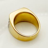 Simple Style Roman Style Square 304 Stainless Steel Plating Inlay Zircon 14K Gold Plated Men'S Rings main image 3