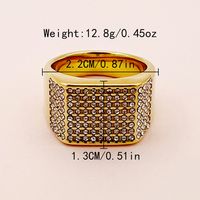 Simple Style Roman Style Square 304 Stainless Steel Plating Inlay Zircon 14K Gold Plated Men'S Rings main image 2