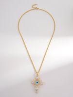 Punk Streetwear Cross Copper 18k Gold Plated Zircon Pendant Necklace In Bulk main image 2