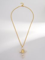Punk Streetwear Cross Copper 18k Gold Plated Zircon Pendant Necklace In Bulk main image 6