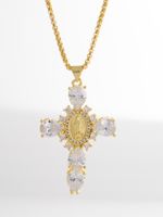 Punk Streetwear Cross Copper 18k Gold Plated Zircon Pendant Necklace In Bulk main image 5