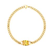 Cute Simple Style Square Oval Heart Shape Stainless Steel Gold Plated Zircon Bracelets In Bulk main image 8