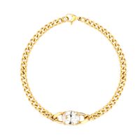 Cute Simple Style Square Oval Heart Shape Stainless Steel Gold Plated Zircon Bracelets In Bulk main image 9