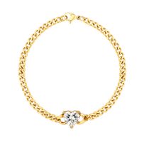 Cute Simple Style Square Oval Heart Shape Stainless Steel Gold Plated Zircon Bracelets In Bulk main image 10