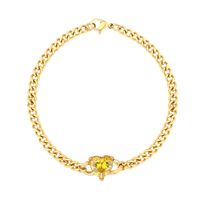 Cute Simple Style Square Oval Heart Shape Stainless Steel Gold Plated Zircon Bracelets In Bulk main image 7