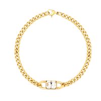 Cute Simple Style Square Oval Heart Shape Stainless Steel Gold Plated Zircon Bracelets In Bulk sku image 2