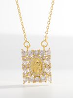 Elegant Retro Square Heart Shape Copper 18k Gold Plated Zircon Pendant Necklace In Bulk main image 10