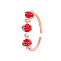 Koreanische Version Kleiner Frischer, Süßer Und Verspielter Roter Erdbeer Ring Weiblicher Einfacher Diamant-zeigefinger-gelenk Ring Student sku image 3