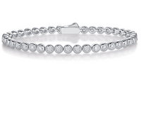 Lady Solid Color Sterling Silver Inlay Moissanite Tennis Bracelet sku image 1
