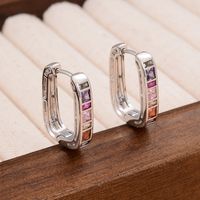 1 Pair Simple Style U Shape Plating Inlay Copper Zircon Gold Plated Earrings main image 1