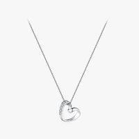 Elegant Glam Heart Shape Sterling Silver Plating Zircon Rhodium Plated Pendant Necklace sku image 1