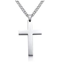 Retro Simple Style Cross Stainless Steel Plating Pendant Necklace sku image 1