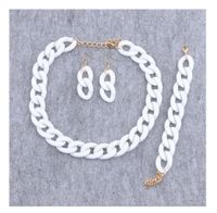 Wholesale Jewelry Simple Style Solid Color Arylic Bracelets Earrings Necklace sku image 2