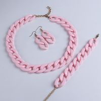 Wholesale Jewelry Simple Style Solid Color Arylic Bracelets Earrings Necklace sku image 4