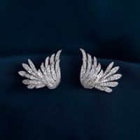 1 Pair Modern Style Angel Inlay Copper Zircon Ear Studs sku image 1