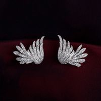 1 Pair Modern Style Angel Inlay Copper Zircon Ear Studs main image 2