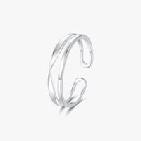 Simple Style Lines Sterling Silver Plating Silver Plated Rings sku image 1