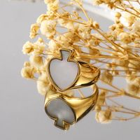 Retro Heart Shape Titanium Steel Enamel Inlay Shell Rings sku image 1