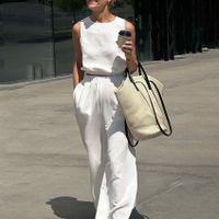 Women's Casual Solid Color Cotton And Linen Slit Pants Sets main image 5